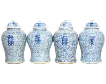 Pair of Chinese Blue and White Ginger Jar Vases