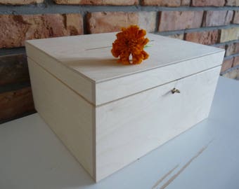 Wedding Wooden Card box with Slot | Wood Wedding Card Box with key | Wedding Money Box | Wedding Box for Cards I Unfinished Wedding Box
