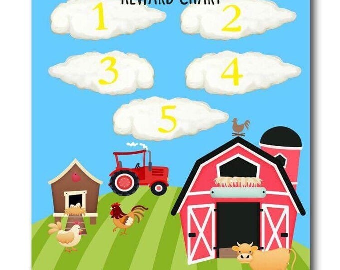 Printable Reward Chart - Farm Animal Download - Potty Training - Preschool Activity - Montessori Preschool - Party Favors - Counting Game