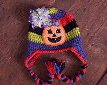 Halloween hat pumpkin hat candy corn hat little girl hat baby girl hat newborn hat newborn photo prop baby photo prop