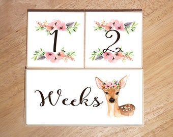 WOODLAND Blocks, Baby Girl, Milestone Blocks, Age Blocks, Baby Milestone, Baby Photo Props, Monthly Baby Blocks, Baby Gift, Nursery Decor