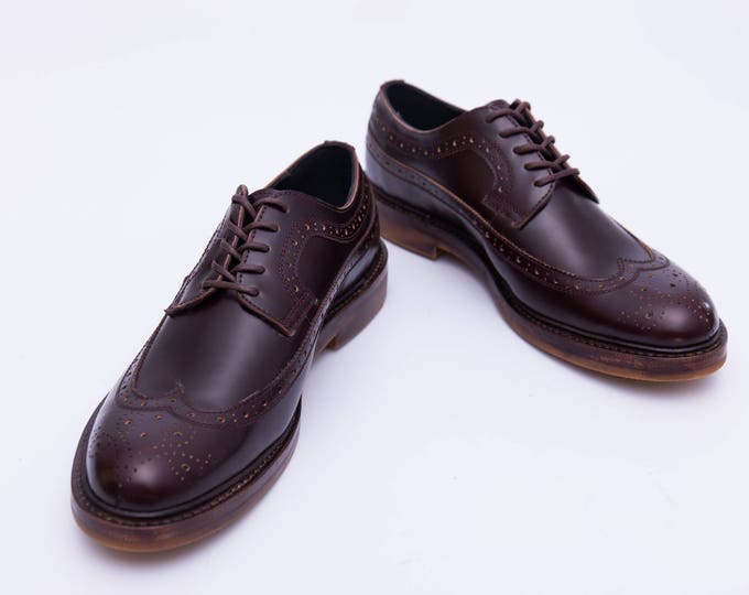 Brogue Carving Men's Shoes,Handmade Goodyear Welted Men Shoes