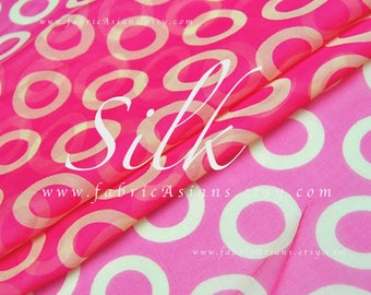 Shocking pink georgette silk circle fabric by the yard