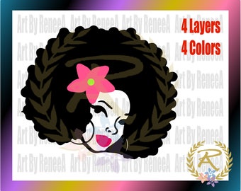 Afro svgAfro lady svgFro Silhouette Cameo cutting file cut