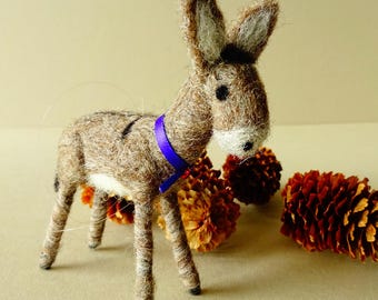 Needle Felted Donkey Miniature | Farm Animal Donkey Handmade Decoration | Donkey | Little Donkey Figurine | Christmas Donkey Soft Sculpture