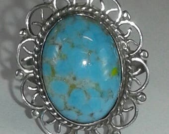 Turquoise like gemstone antique ring sterling silver 925