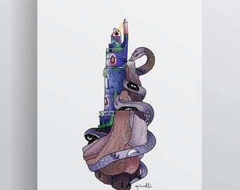 Impresión, print, art, decoration home, lámina decoración, imaginación, misterio, art, snake art