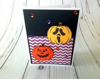 Halloween Card, Jackolantern Card, Halloween Greeting, Paper Greeting Card, Handmade Card, Halloween Notecard, Blank Halloween Card
