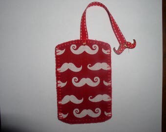 Bookmark red and white whiskers and button