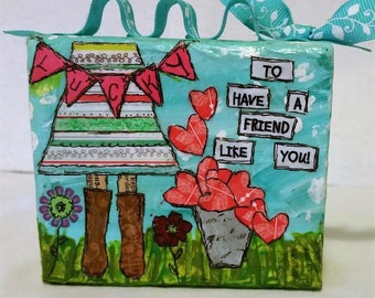 Mixed Media Collage Art - Collage Art Blocks - Art Blocks - Mixed Media Blocks - Mixed Media Collage Block - Gift for Her - Gift for Friend