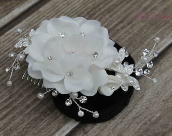 FAST Shipping!!! Ivory Bridal Hair Comb with Fresh Water Pearls, Wedding Hair Comb, Crystal Hair Comb, Swarovski Hair Comb, Hair Comb