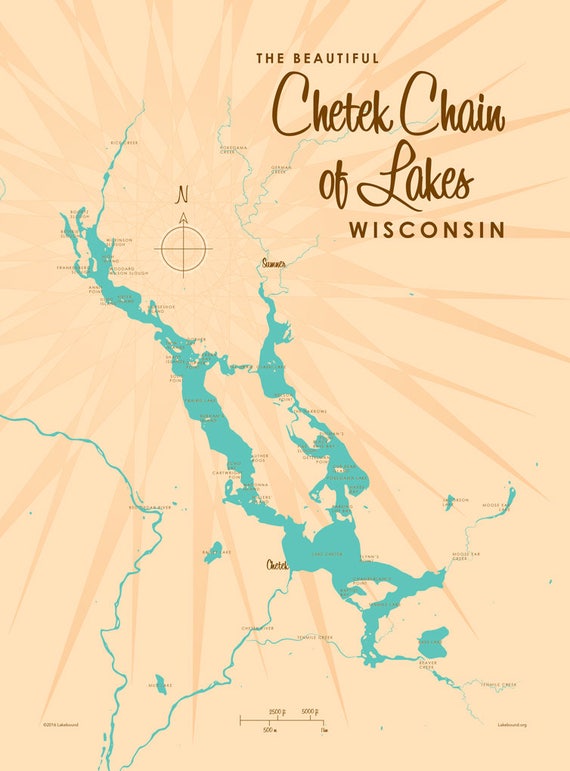 Chetek Chain of Lakes WI Map Canvas Print