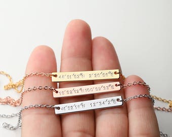Custom Name Latitude longitude necklace - Custom Coordinates necklace Name necklace coordinates jewelry - 9N
