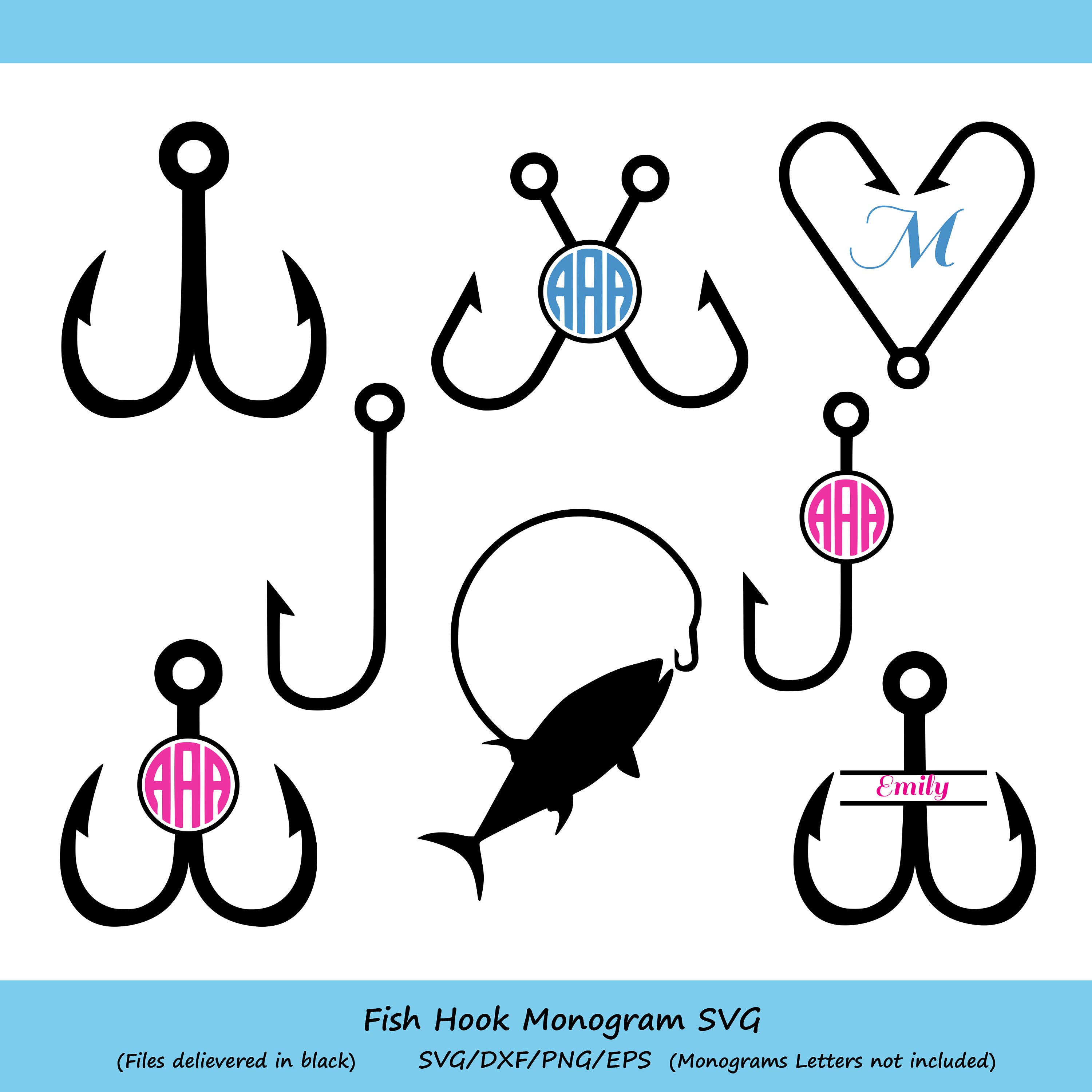 Fish Hook SVG Fish monogram svg fishing svg Fish SVG svg