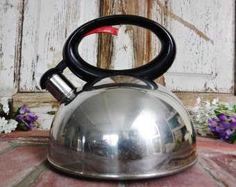 Tea Kettle/Whistling Tea Kettle/Metal Kettle/Stainless Steel Teapot/Retro Tea Kettle/Copco Whistling Kettle/Vintage