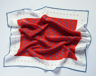 Polka Dot Bandana / Small Silk Scarf / White and Red Silk Scarf / Funky Scarf / Gift For Her