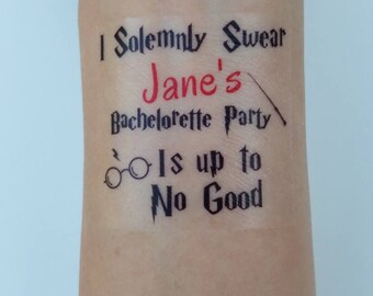 10 Bachelorette Party Favor Custom Bachelorette Temporary Tattoos Harry Potter Tattoo - Harry Potter Up to No Good