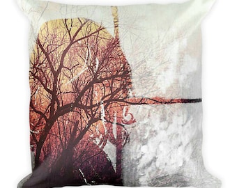 Square Throw Pillow Boho Chic - Tree of Life Home Decor - Beautiful Pillow for Teen - Tree Branch Art - Window Artwork - Strong Woman Gift
