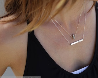 Personalized Gold Bar/ Skinny Bar Necklace/ Customized Gold Bar Necklace/ Sterling Silver/ Wedding Gift/ Bridesmaid Gift/Gift for Wife/ N230