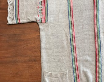 1970's Knit Azure Lightweight Sweater Rainbow Stripes Size Small