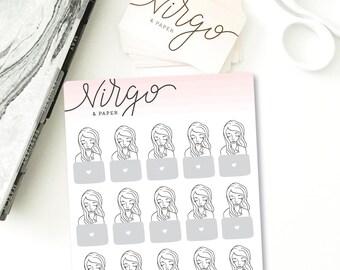 MINI Laptop Girl Planner Stickers - Computer, Work, School Planner Stickers - Hand Drawn planner stickers - Glossy or Matte Stickers MCG