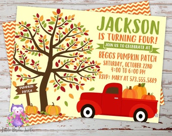 Boy Fall Birthday Invitation | Pumpkin Birthday Invitation | Printable Birthday Invitation | Fall Birthday Invitation | Fall Thank You