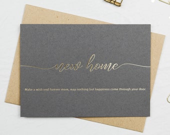 New Home Card, Housewarming Card, Gold Foil Card, New House Card, Make A Wish Card, Letterpress Card, Greeting Card, Poem Card, Moving Card