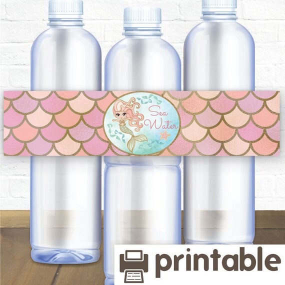 Printable Water Bottle Labels / Mermaid Water Bottle Labels
