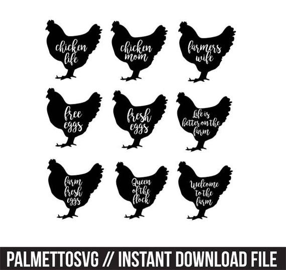 Download hen chicken farm set svg dxf file instant download stencil