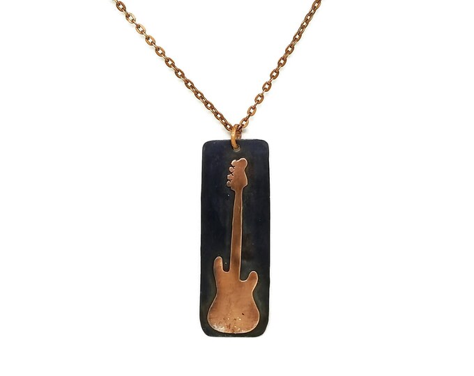Copper Bass Guitar Pendant, Fender Bass Necklace, Ibanez Bass Guitar Pendant, Custom Guitar Necklace, Unique Gift for Musicians