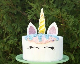 Unicorn cake topper, Unicorn horn & ears cake topper, first birthday decor, unicorn party decorations, unicorn birthday party decor