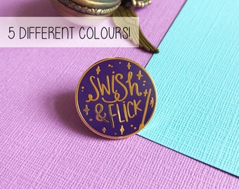Swish & Flick enamel lapel pin | cute enamel pin hat harry potter badge wizard magic