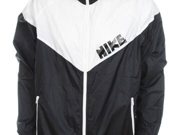 Vintage Nike Windbreaker Jacket Big Logo Spell Out Black/White SizeXL
