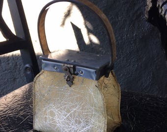 1960's gray transparent lucite purse silver hardware Stylecraft Miami cute glitter shimmer bag clear