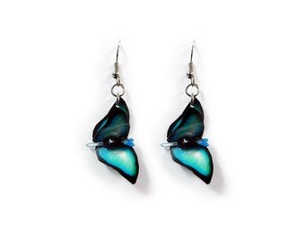Butterfly 3-D Earrings Turquoise Black