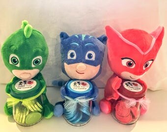 PJ Masks Birthday Party Favors. PJ Masks Goodie Bags. PJ Masks Stuffed Animal Plush Chocolate Coins. pj masks cat boy. gekko. owlette.