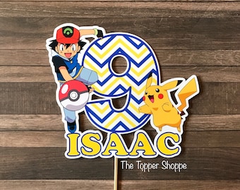 POKEMON Ash Ketchum and Pikachu Customized Cake Topper / Centerpiece / Birthday Party Supplies / Decorations
