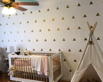 100 Gold Metallic Triangle Wall Stickers, Decoration Confetti, Nursery Wall Decals, Vinyl, Envelope, Car, Office, Wallpaper, Wedding