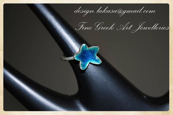 Star Enamel Ring Sterling Silver 925 White Gold Plated Jewelry Lakasa e-shop Best gifts ideas children girl birthday kids collection
