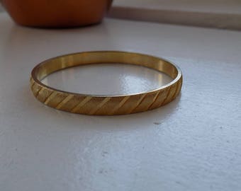 Vintage Gold Tone Etched Monet Bangle Bracelet