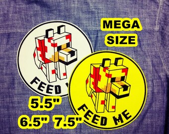Mega Patch Minecraft Dog with Feed Me - Size can be chosen- Iron on Patch