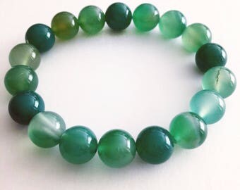 Green agate bracelet | Etsy