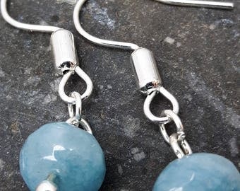Drop Earrings. Lovely Pale Blue Stone.