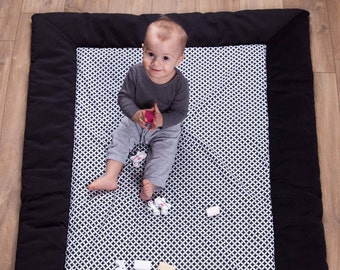 47''x67'' Large, thick and warm educational play mat/ Padded play mat /Baby play mat/Baby rug/Nursery decor 120x170 cm BLACK MAROKO
