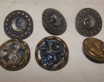 Nice Lot of 6 Vintage Metal Sewing Buttons