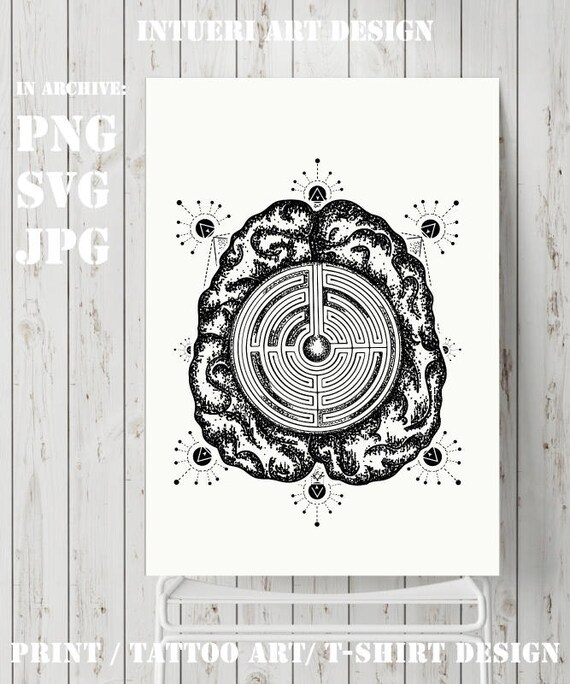 brain svg brain and labyrinth tattoo art symbol of brain svg brain and labyrinth tattoo art symbol of