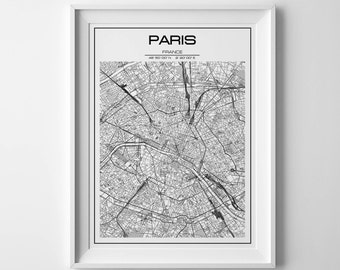 Paris street map | Etsy