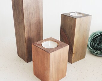 Wood candle holder, modern home decor, tea light holders, new home gift, gift for her, candle sticks, rustic decor, wooden gifts, tealights