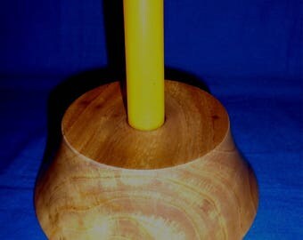 Handmade Wooden Candle Holder, made in Elm, takes a 21mm: dia Candle