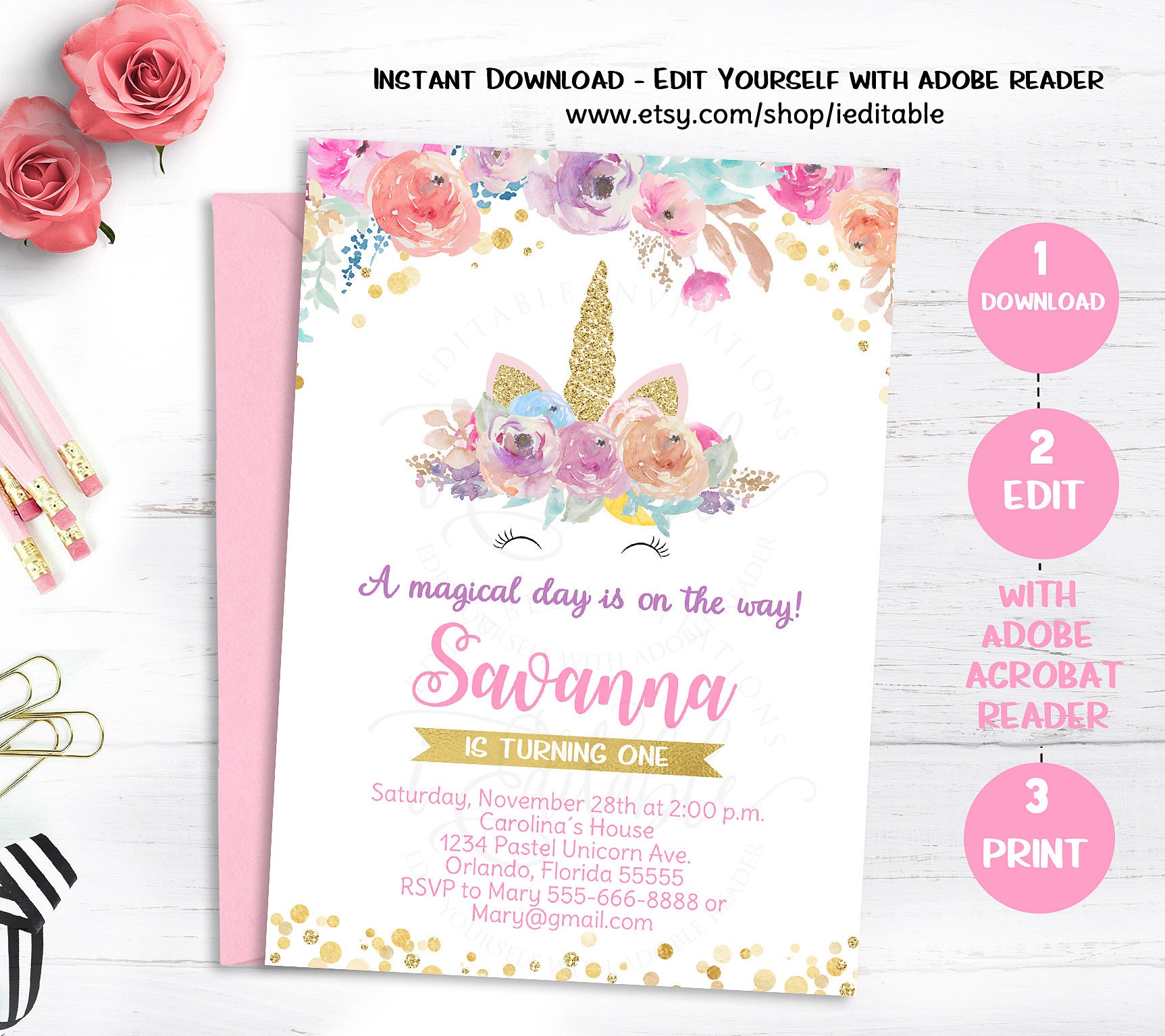 Unicorn Birthday Party Invitation Templates – hairstyle